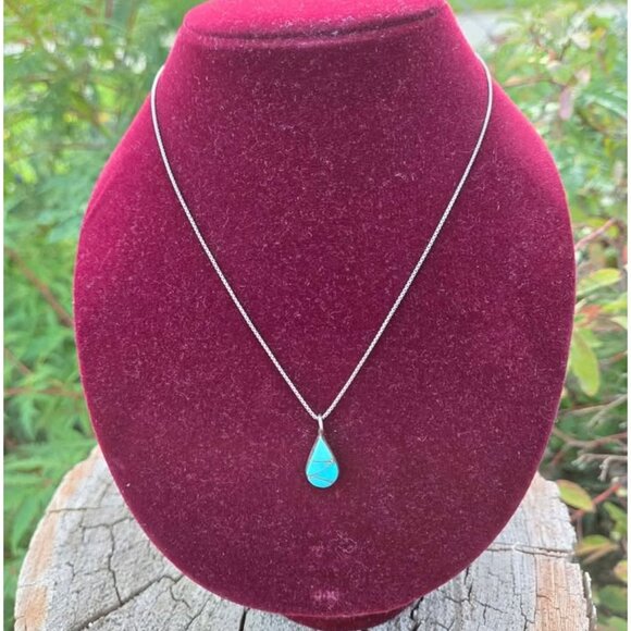 Double Sided Zuni Fish Scale Inlay Silver Pendant Turquoise & Mother of Pearl - Picture 6 of 9